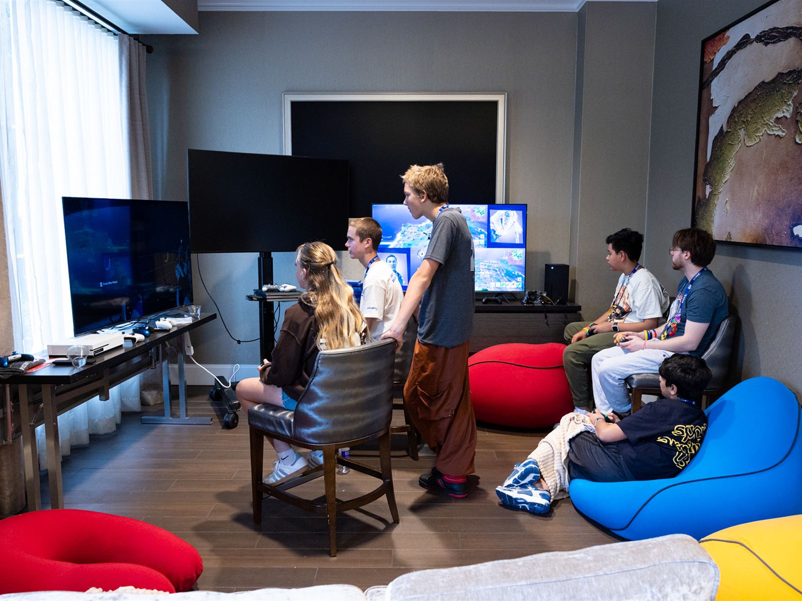 Yogibo bean bags in the MIB Agents gamer lounge