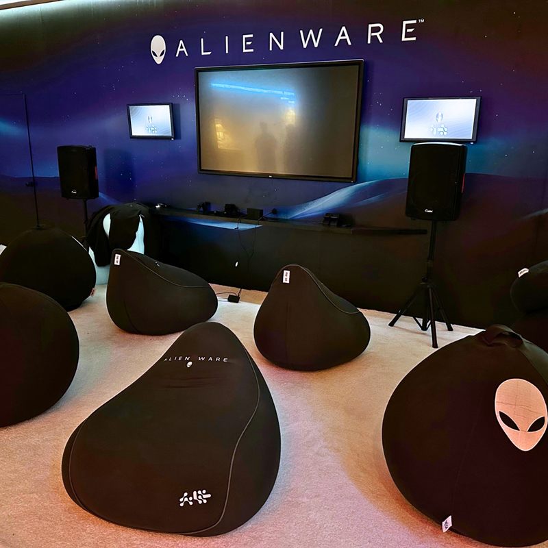 The Alienware lounge fitted out with Yogibo bean bags at San Diego
